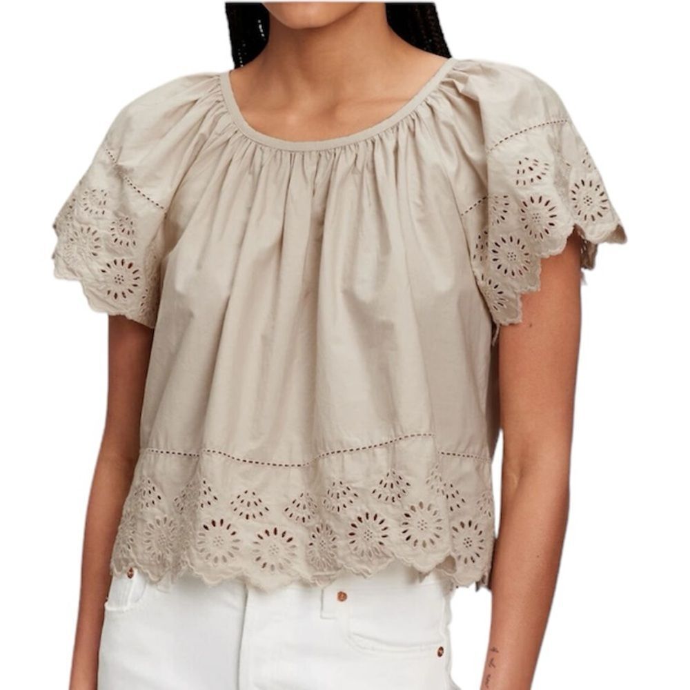 GAP Eyelet‎ Flutter Sleeve Top Size XXSMALL